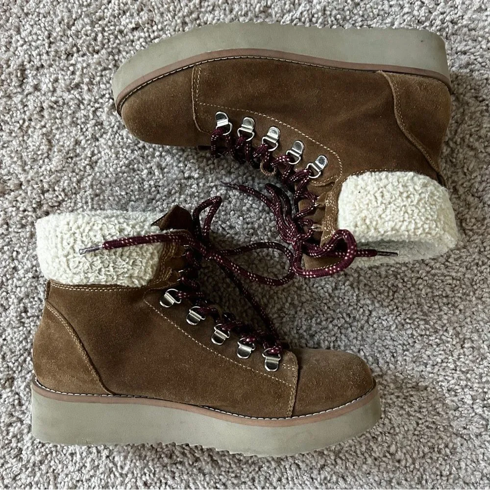 Sam Edelman Brown Franc Leather Faux Fur Ankle Boot Size 7.5M